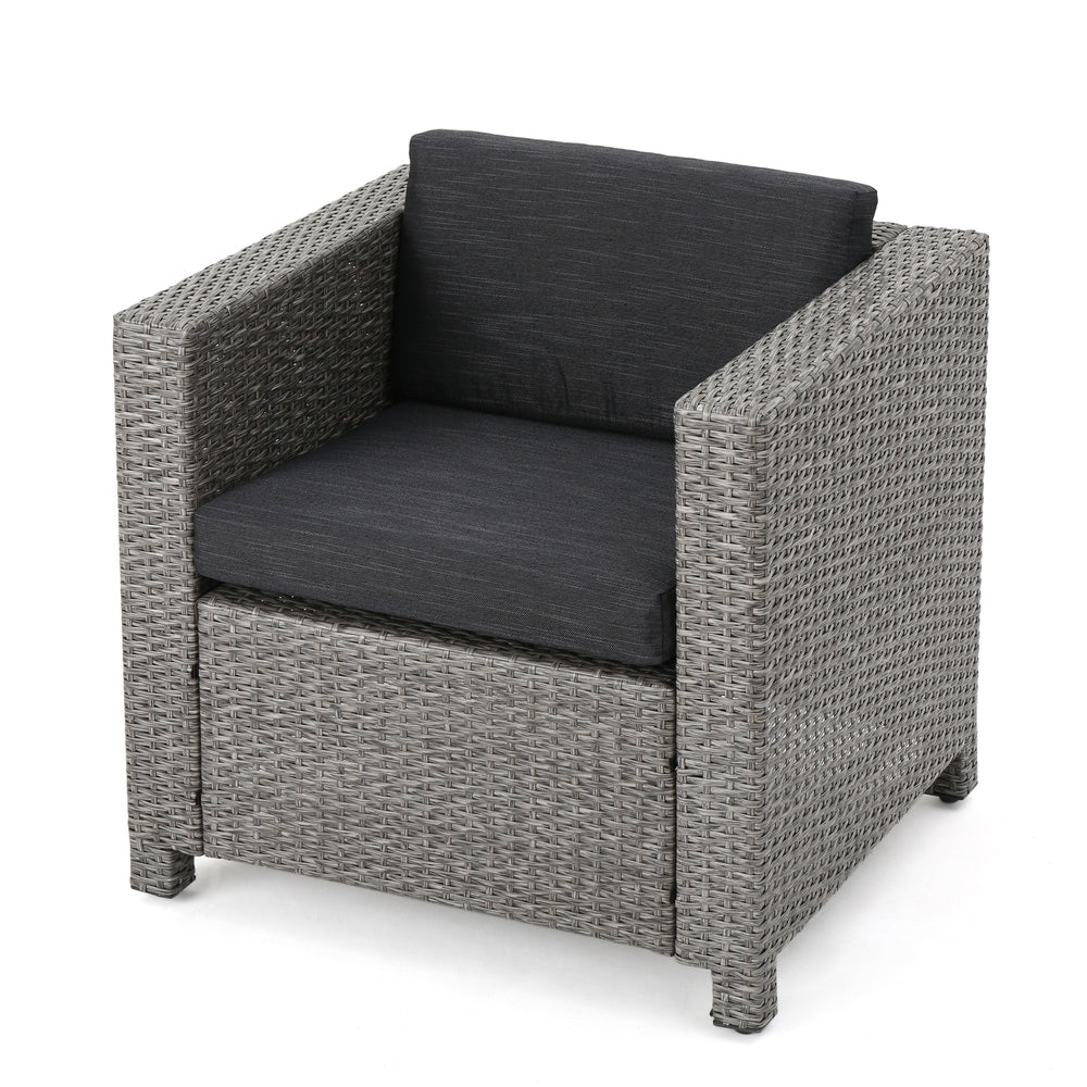 Puerta Outdoor 8 Seater Wicker Chat Set with Side Tables by Christopher Knight Home