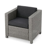 Puerta Outdoor 8 Seater Wicker Chat Set with Side Tables by Christopher Knight Home