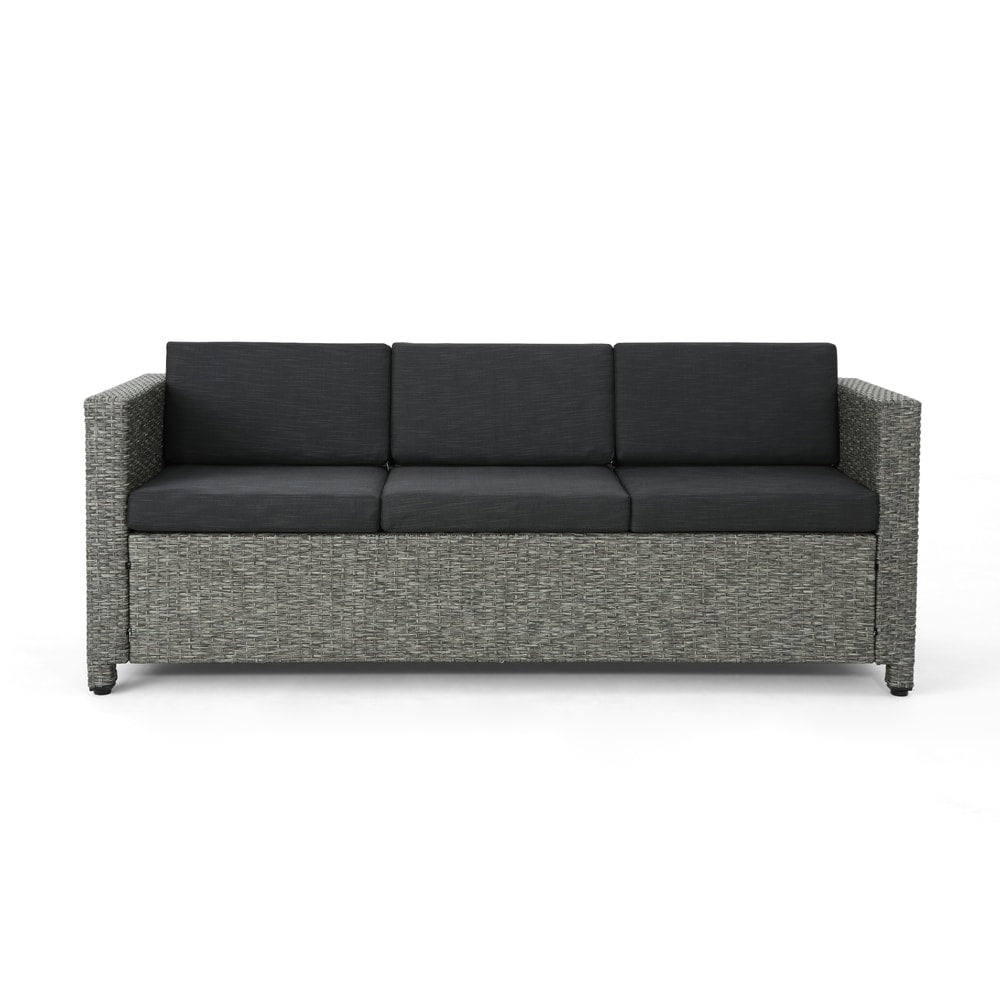 Puerta Outdoor 8 Seater Wicker Chat Set with Side Tables by Christopher Knight Home