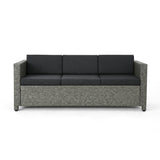Puerta Outdoor 8 Seater Wicker Chat Set with Side Tables by Christopher Knight Home