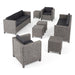 Puerta Outdoor 8 Seater Wicker Chat Set with Side Tables by Christopher Knight Home