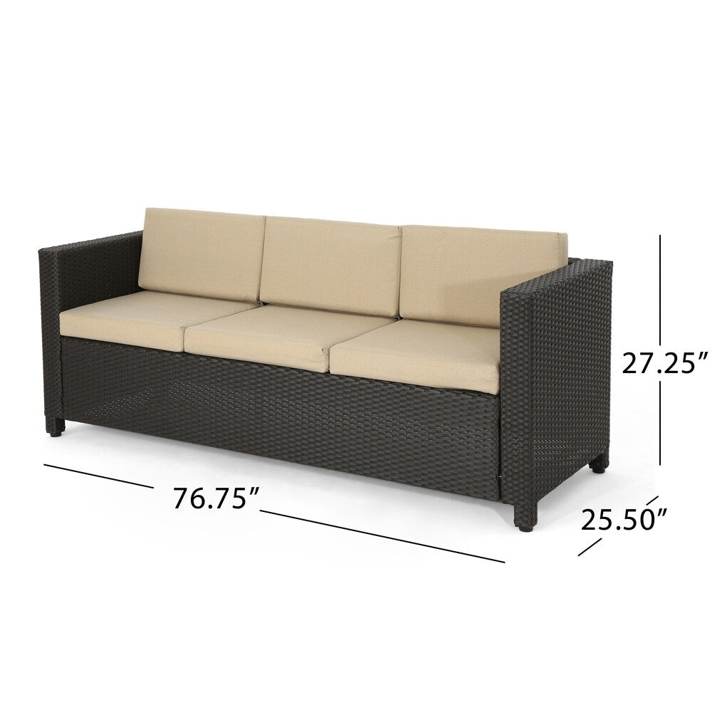 Puerta Outdoor 8 Seater Wicker Chat Set with Side Tables by Christopher Knight Home