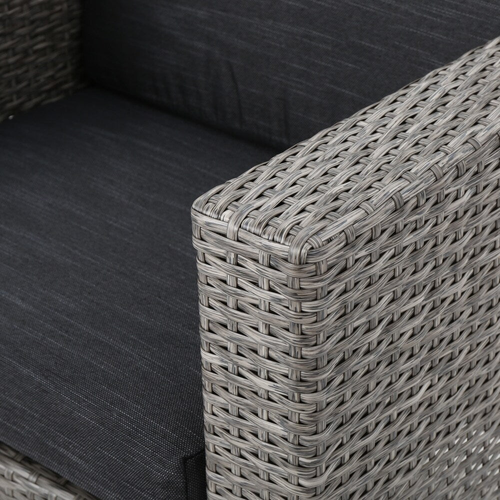 Puerta Outdoor 8 Seater Wicker Chat Set with Side Tables by Christopher Knight Home