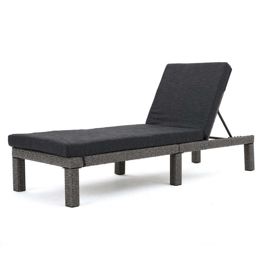 Puerta Outdoor Adjustable PE Wicker Chaise Lounge with Cushion by Christopher Knight Home (Set of 2)