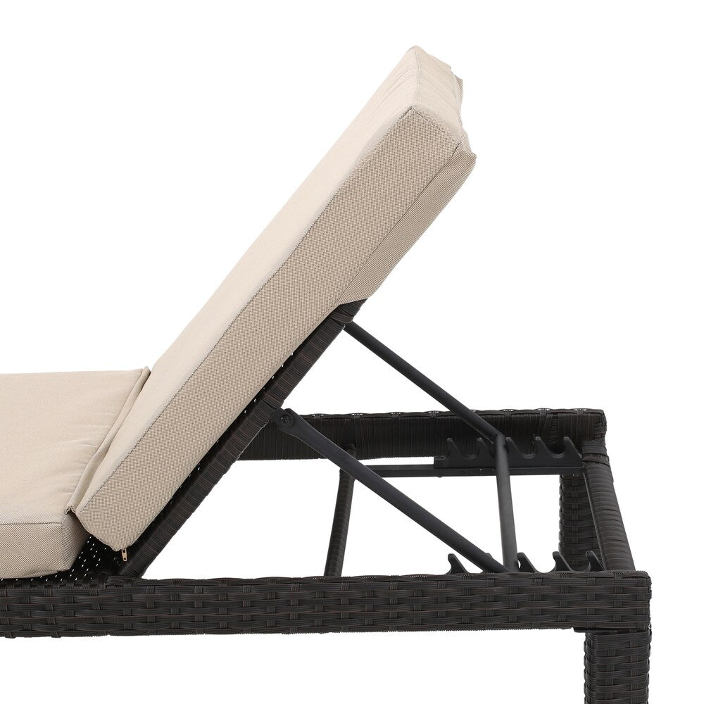 Puerta Outdoor Adjustable PE Wicker Chaise Lounge with Cushion by Christopher Knight Home (Set of 2)
