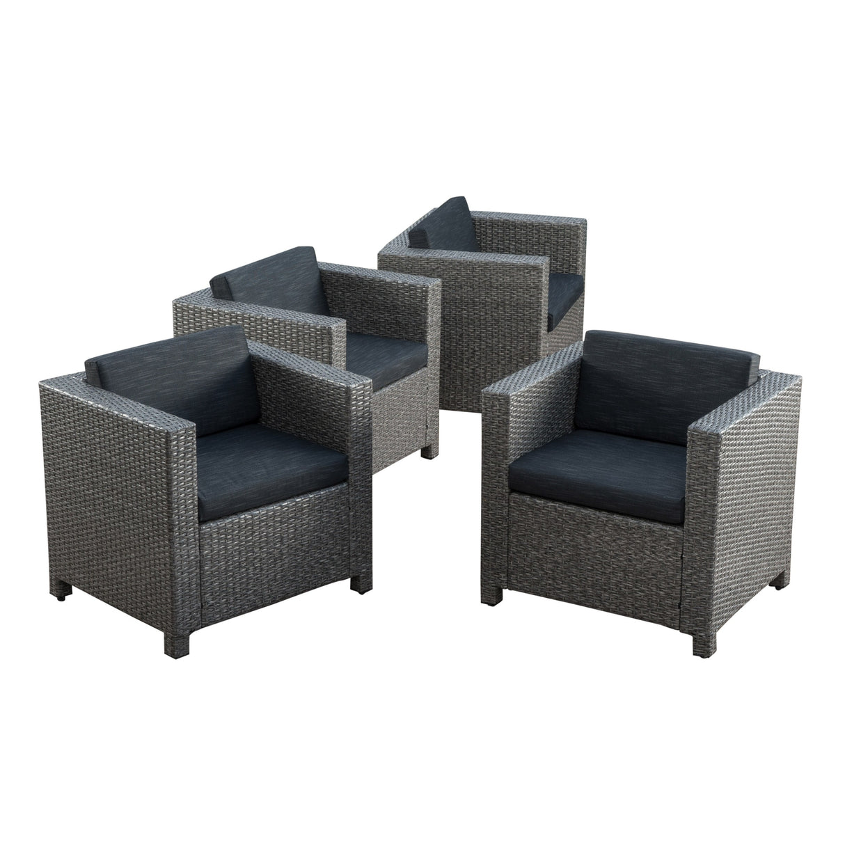 Puerta Outdoor Club Chairs with Water Resistant Cushions (Set of 4) by Christopher Knight Home