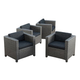 Puerta Outdoor Club Chairs with Water Resistant Cushions (Set of 4) by Christopher Knight Home