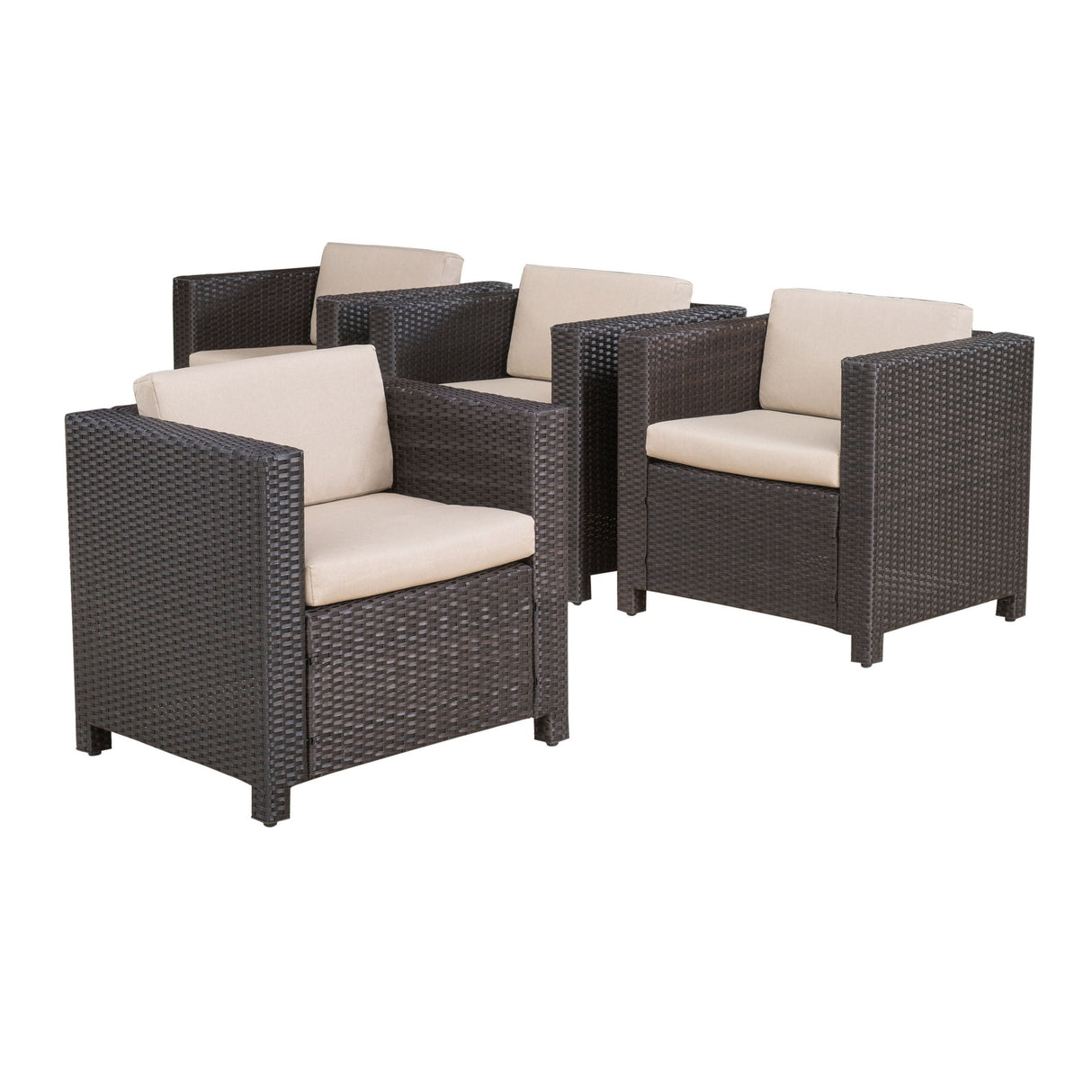 Puerta Outdoor Club Chairs with Water Resistant Cushions (Set of 4) by Christopher Knight Home