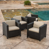 Puerta Outdoor Club Chairs with Water Resistant Cushions (Set of 4) by Christopher Knight Home