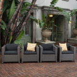 Puerta Outdoor Club Chairs with Water Resistant Cushions (Set of 4) by Christopher Knight Home