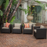 Puerta Outdoor Club Chairs with Water Resistant Cushions (Set of 4) by Christopher Knight Home