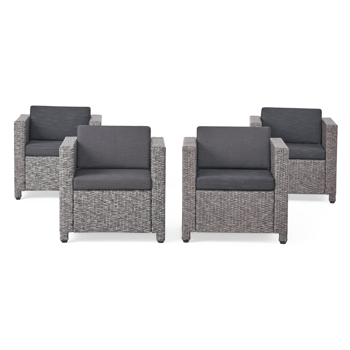Puerta Outdoor Club Chairs with Water Resistant Cushions (Set of 4) by Christopher Knight Home