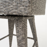 Puerta Outdoor Wicker Barstool with Cushions (Set of 2) by Christopher Knight Home