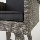 Puerta Outdoor Wicker Barstool with Cushions (Set of 2) by Christopher Knight Home