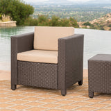 Puerta Outdoor Wicker Club Chair with Cushions by Christopher Knight Home