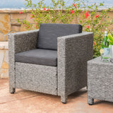Puerta Outdoor Wicker Club Chair with Cushions by Christopher Knight Home