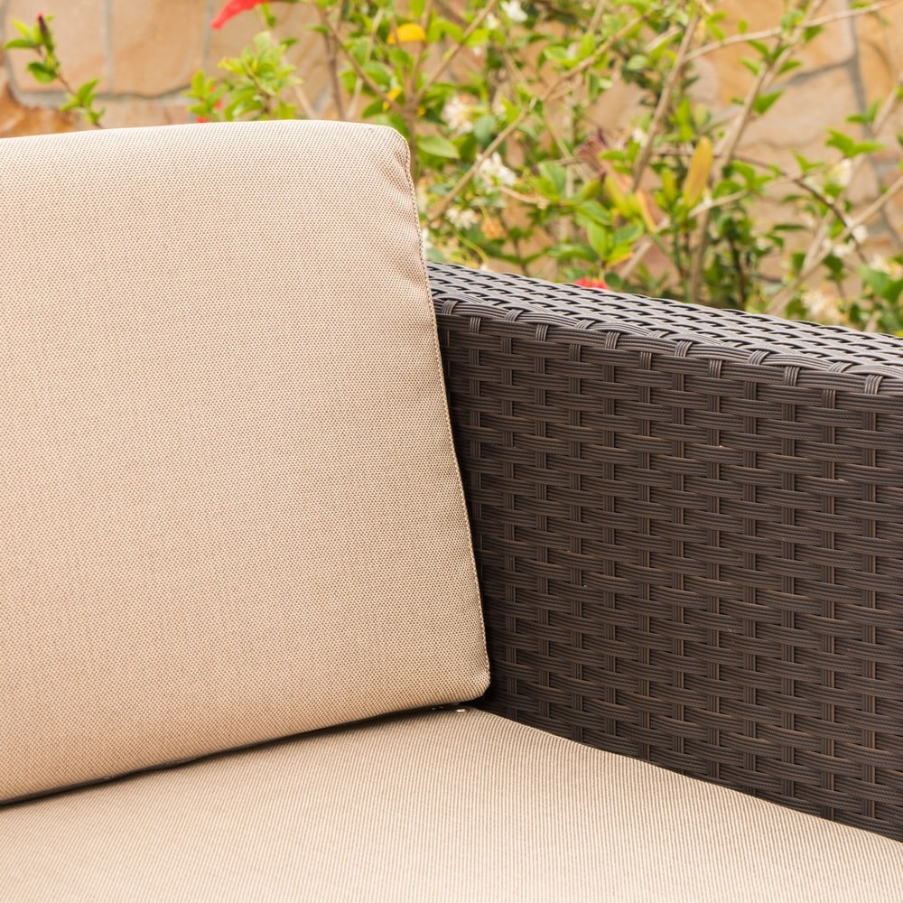 Puerta Outdoor Wicker Club Chair with Cushions by Christopher Knight Home