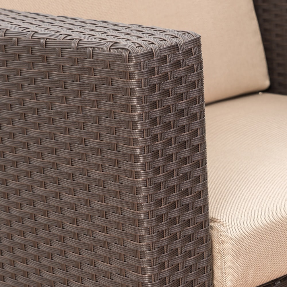 Puerta Outdoor Wicker Club Chair with Cushions by Christopher Knight Home