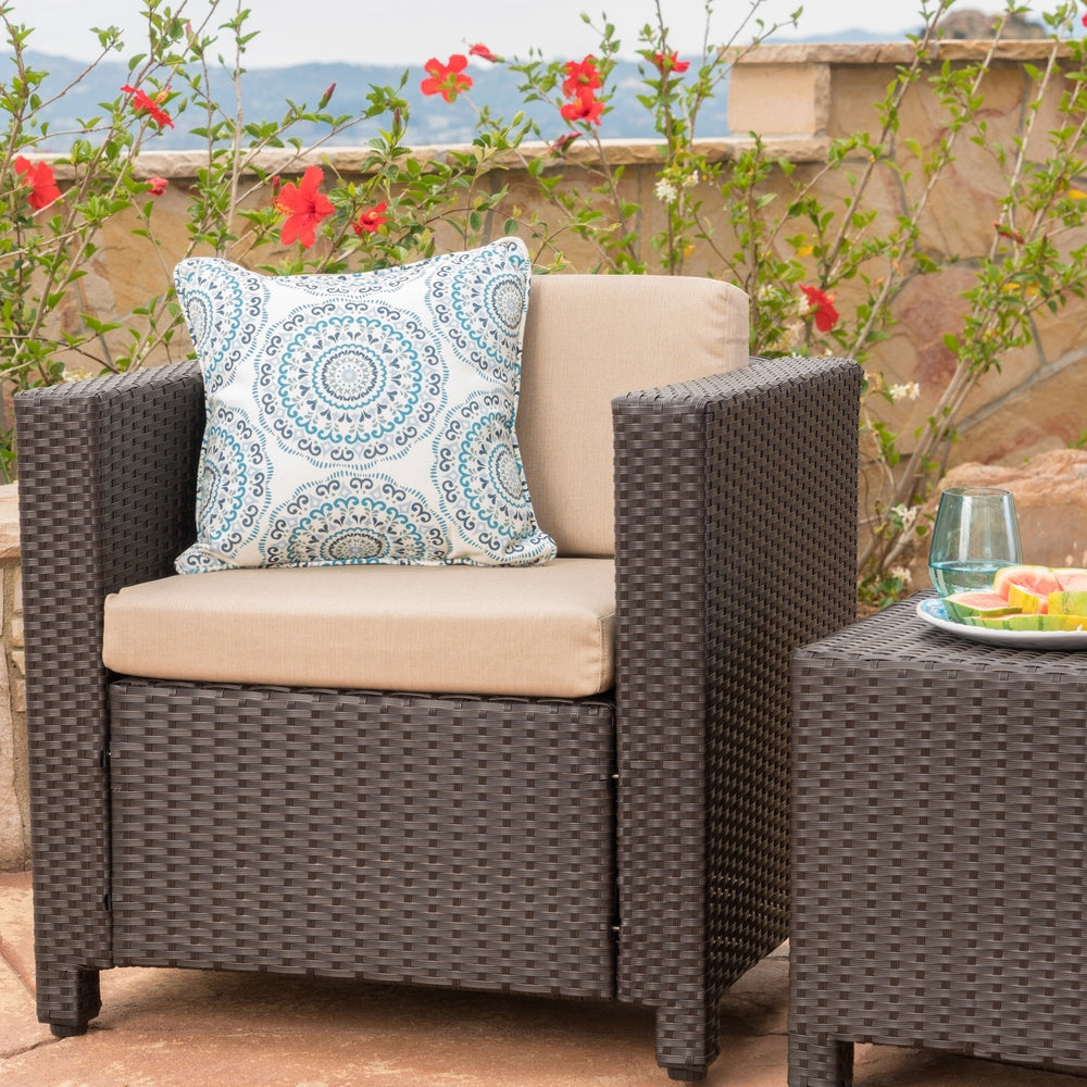 Puerta Outdoor Wicker Club Chair with Cushions by Christopher Knight Home