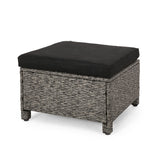 Puerta Outdoor Wicker Outdoor Ottoman with Cushion by Christopher Knight Home