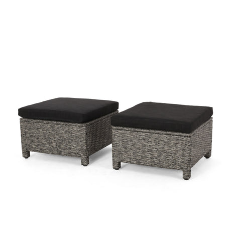 Puerta Outdoor Wicker Outdoor Ottoman with Cushion by Christopher Knight Home