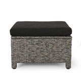 Puerta Outdoor Wicker Outdoor Ottoman with Cushion by Christopher Knight Home
