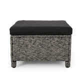 Puerta Outdoor Wicker Outdoor Ottoman with Cushion by Christopher Knight Home