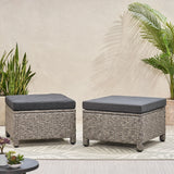 Puerta Outdoor Wicker Outdoor Ottoman with Cushion by Christopher Knight Home