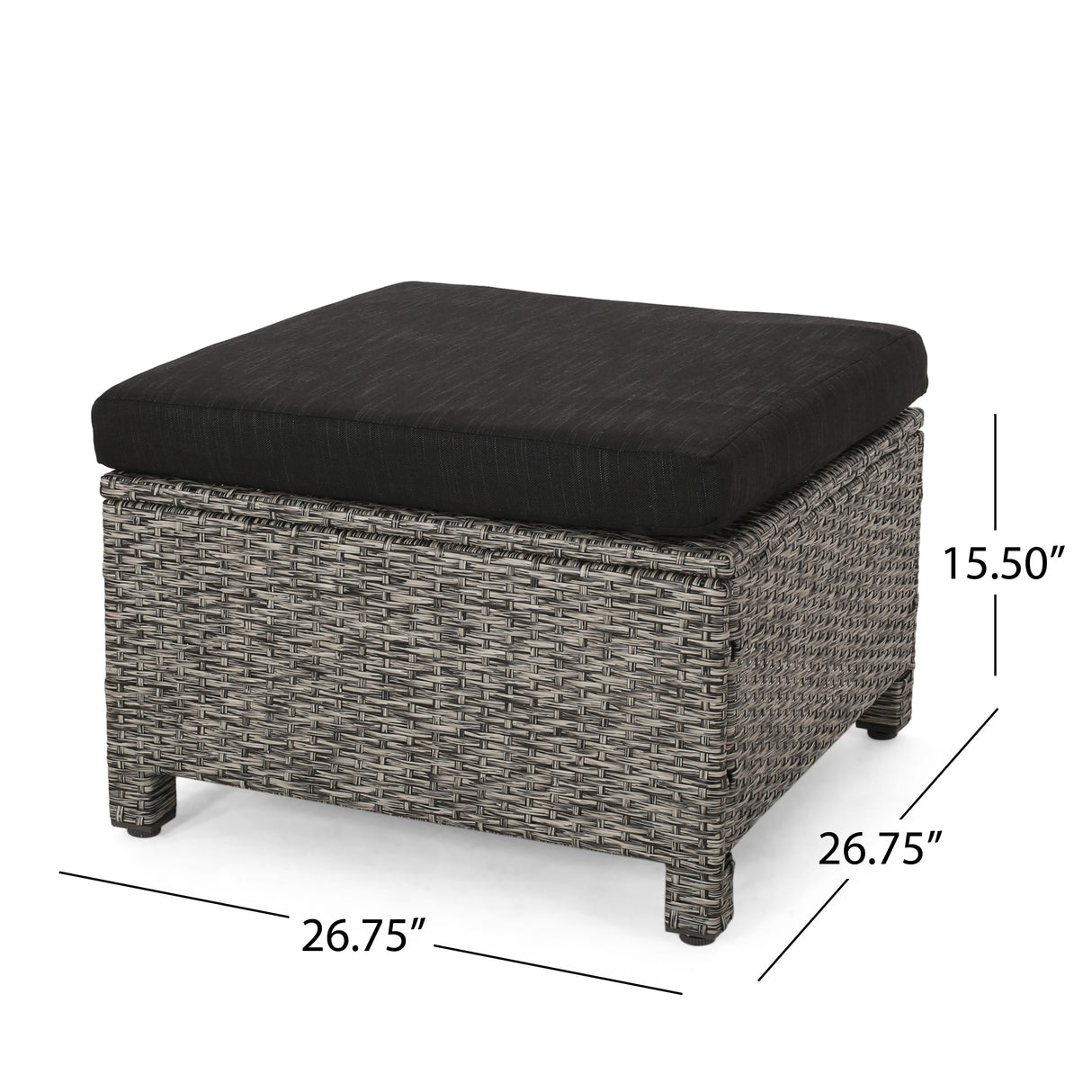 Puerta Outdoor Wicker Outdoor Ottoman with Cushion by Christopher Knight Home