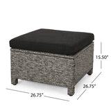 Puerta Outdoor Wicker Outdoor Ottoman with Cushion by Christopher Knight Home
