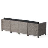 Puerta Wicker Outdoor 4 Seater Sectional Sofa with Cushions by Christopher Knight Home