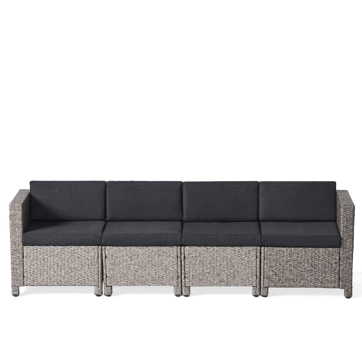 Puerta Wicker Outdoor 4 Seater Sectional Sofa with Cushions by Christopher Knight Home
