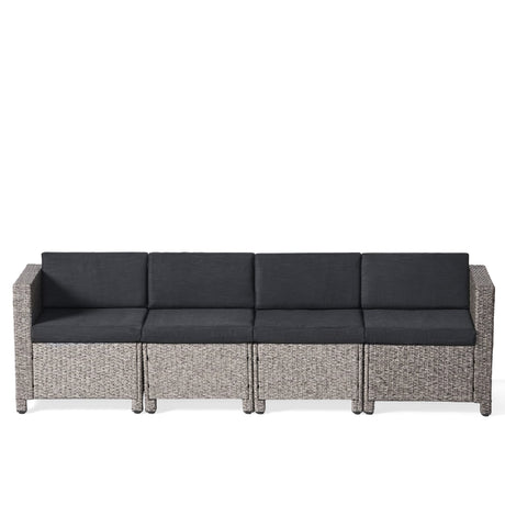 Puerta Wicker Outdoor 4 Seater Sectional Sofa with Cushions by Christopher Knight Home