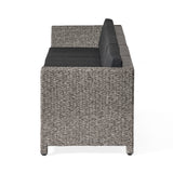 Puerta Wicker Outdoor 4 Seater Sectional Sofa with Cushions by Christopher Knight Home