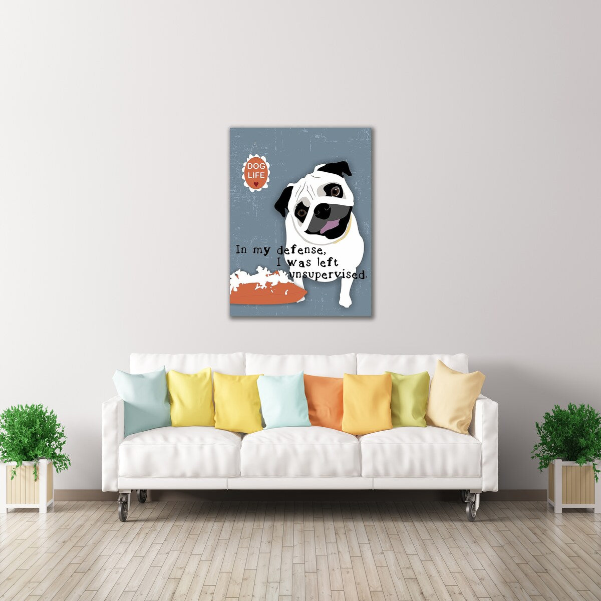 Pug Dog Life by Ginger Oliphant Print on Canvas, Ready to Hang