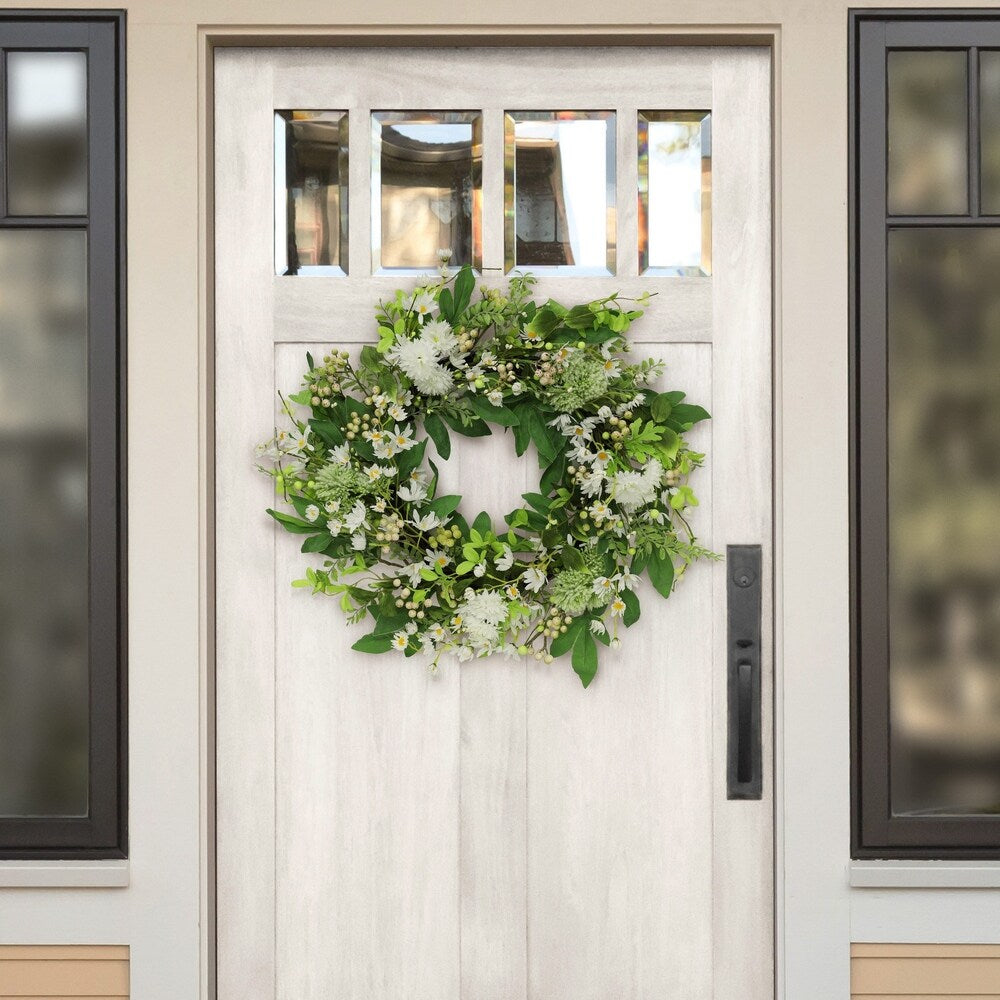 Puleo International 24" Artificial Daisy Spring Mixed Flower Wreath