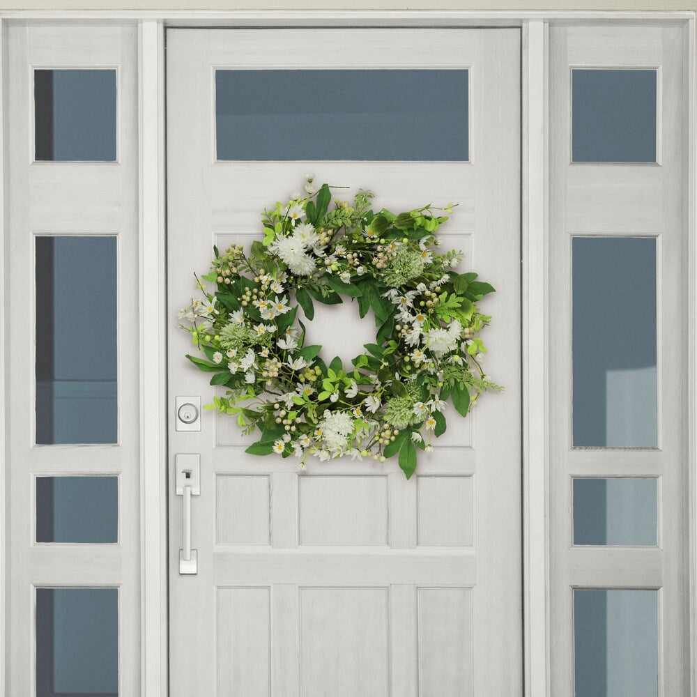 Puleo International 24" Artificial Daisy Spring Mixed Flower Wreath
