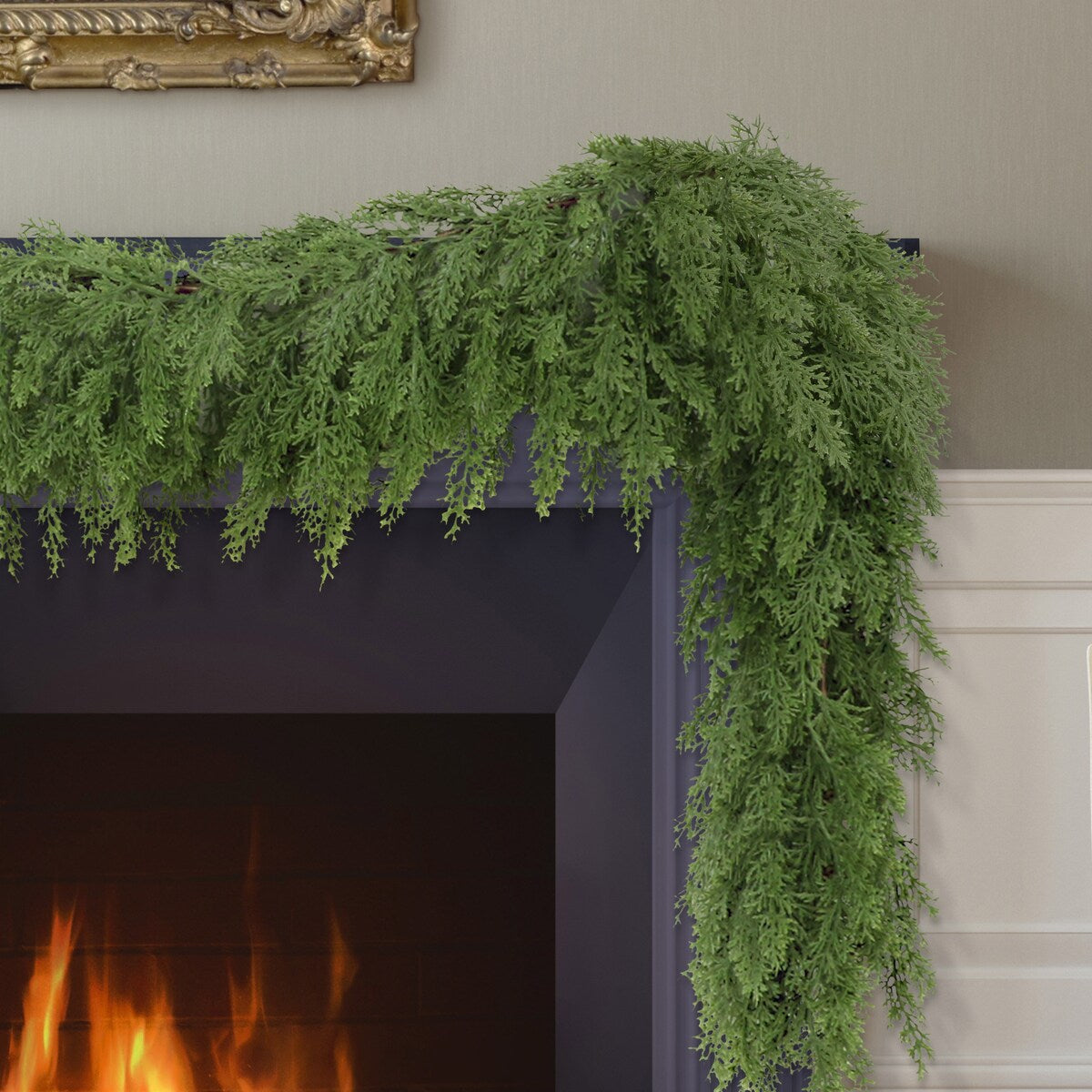 Puleo International 9 ft. x 10 in. Artificial PE Cedar Garland - Green