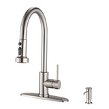 Pull Down Kitchen Faucet With Soap Dispenser Single Handle Kitchen Sink Faucet One Hole Stainless Steel Modern Basin Mixer Taps
