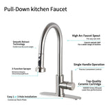 Pull Down Kitchen Faucet With Soap Dispenser Single Handle Kitchen Sink Faucet One Hole Stainless Steel Modern Basin Mixer Taps