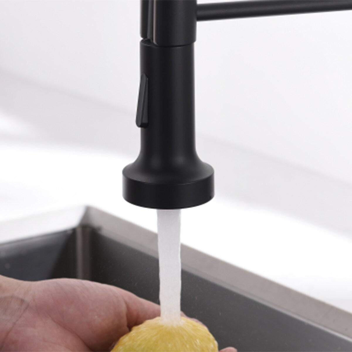 Pull Down Spray Swivel Kitchen Faucet w/LED 2 Spout