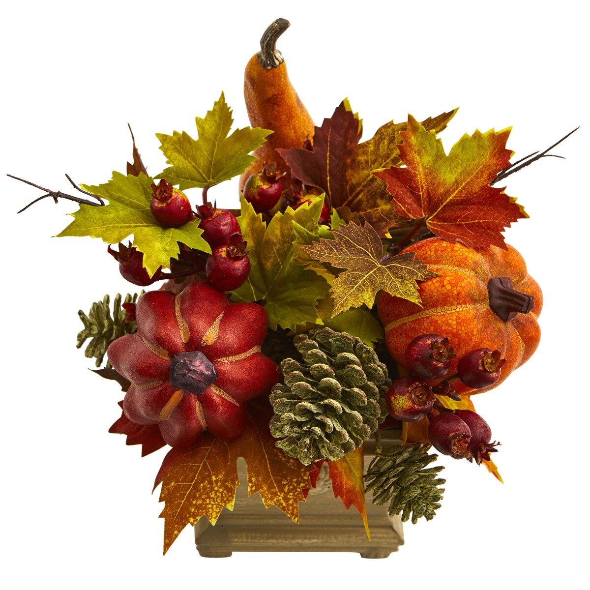 Pumpkin, Gourd, Berry and Maple Leaf Artificial Arrangement - 11