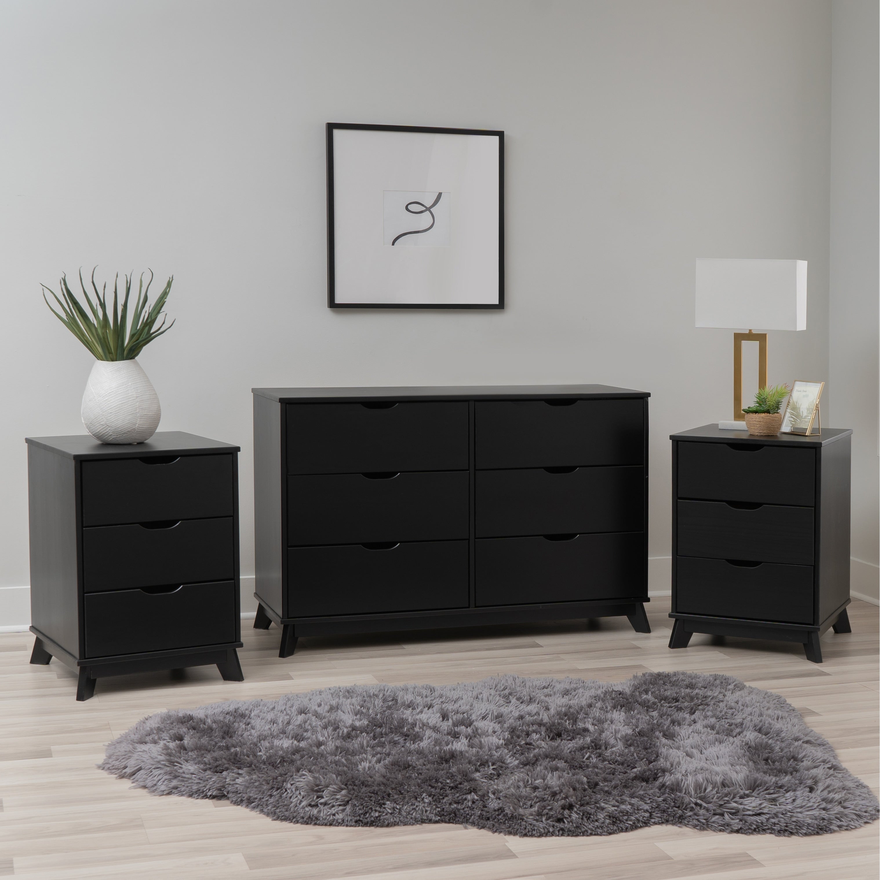 3 piece dresser set black discount