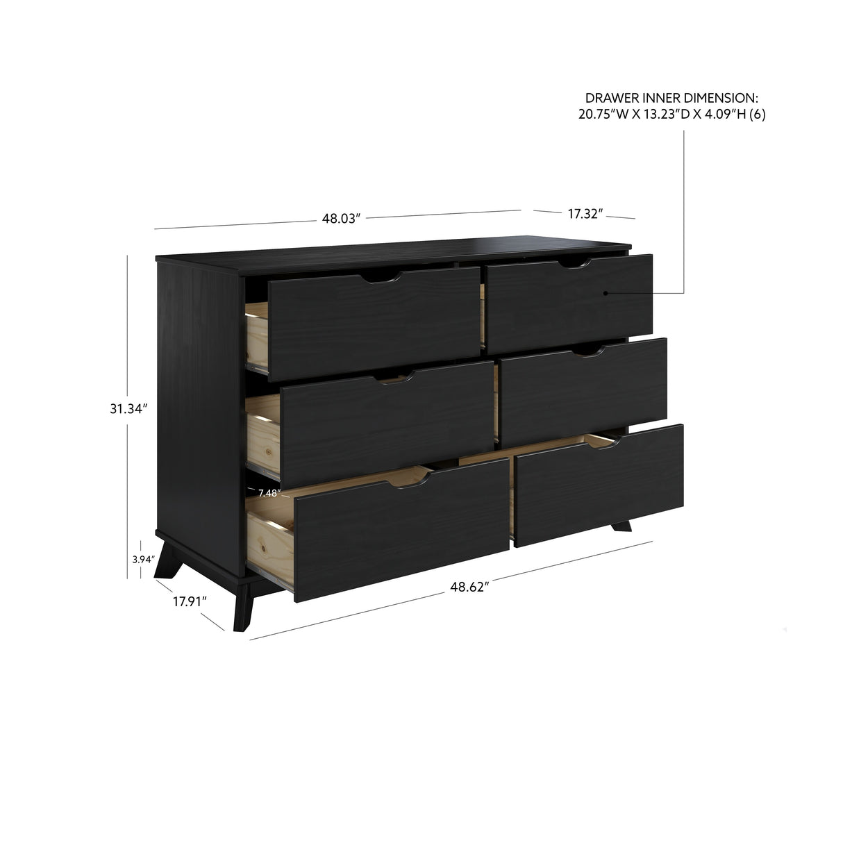 Purcell Wood 6 Drawer Dresser