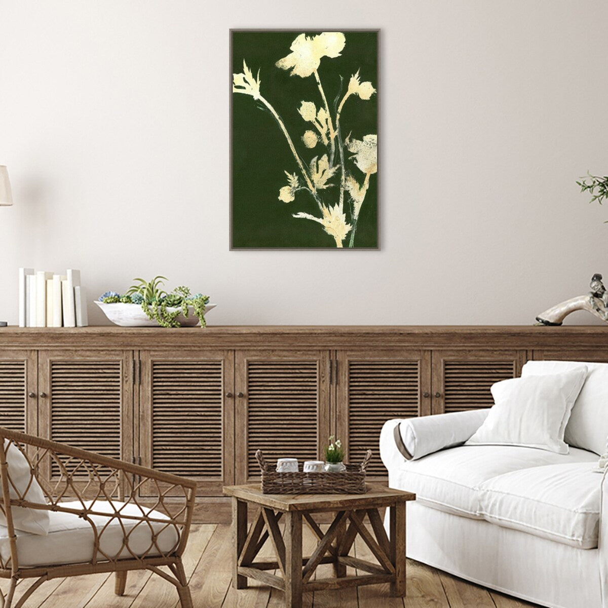 Pure Floral Nature 6 by Design Fabrikken Framed Canvas Wall Art Print - Sylvie Greywash