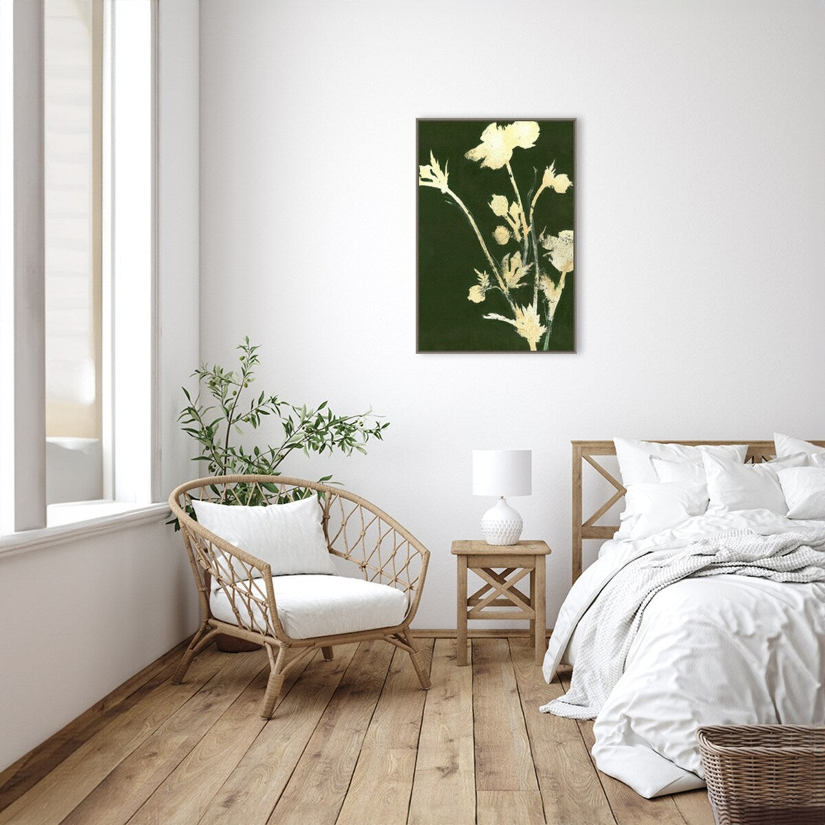 Pure Floral Nature 6 by Design Fabrikken Framed Canvas Wall Art Print - Sylvie Greywash
