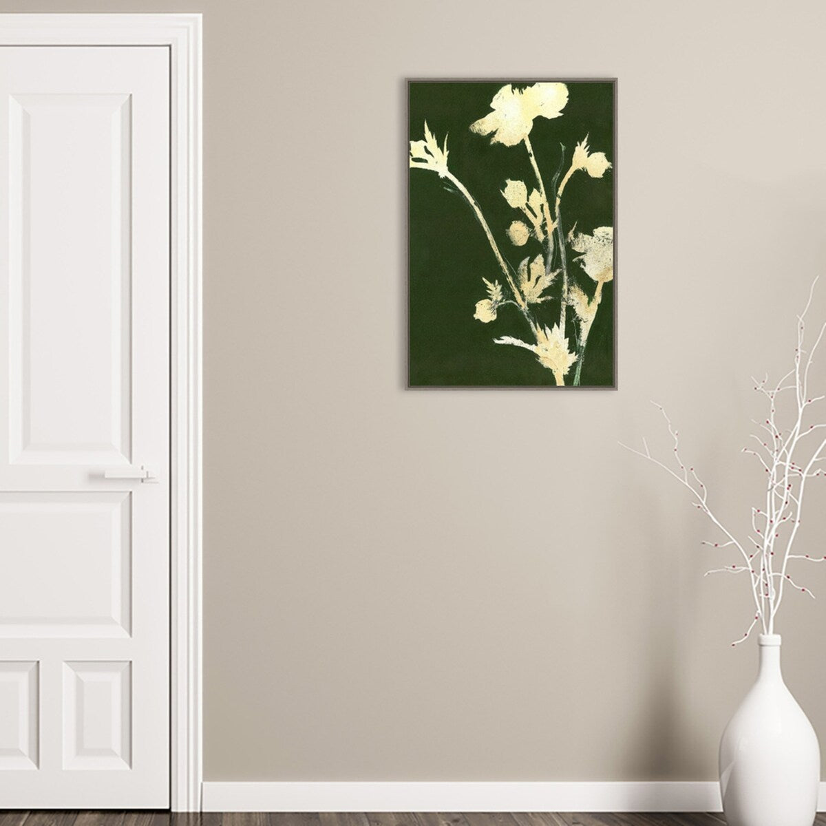 Pure Floral Nature 6 by Design Fabrikken Framed Canvas Wall Art Print - Sylvie Greywash