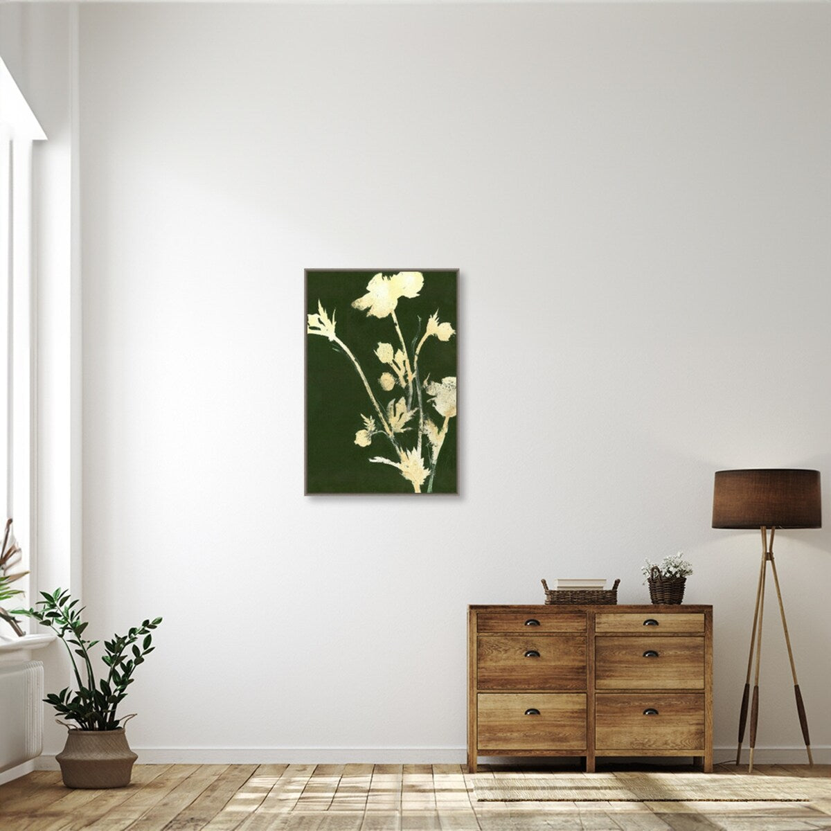 Pure Floral Nature 6 by Design Fabrikken Framed Canvas Wall Art Print - Sylvie Greywash