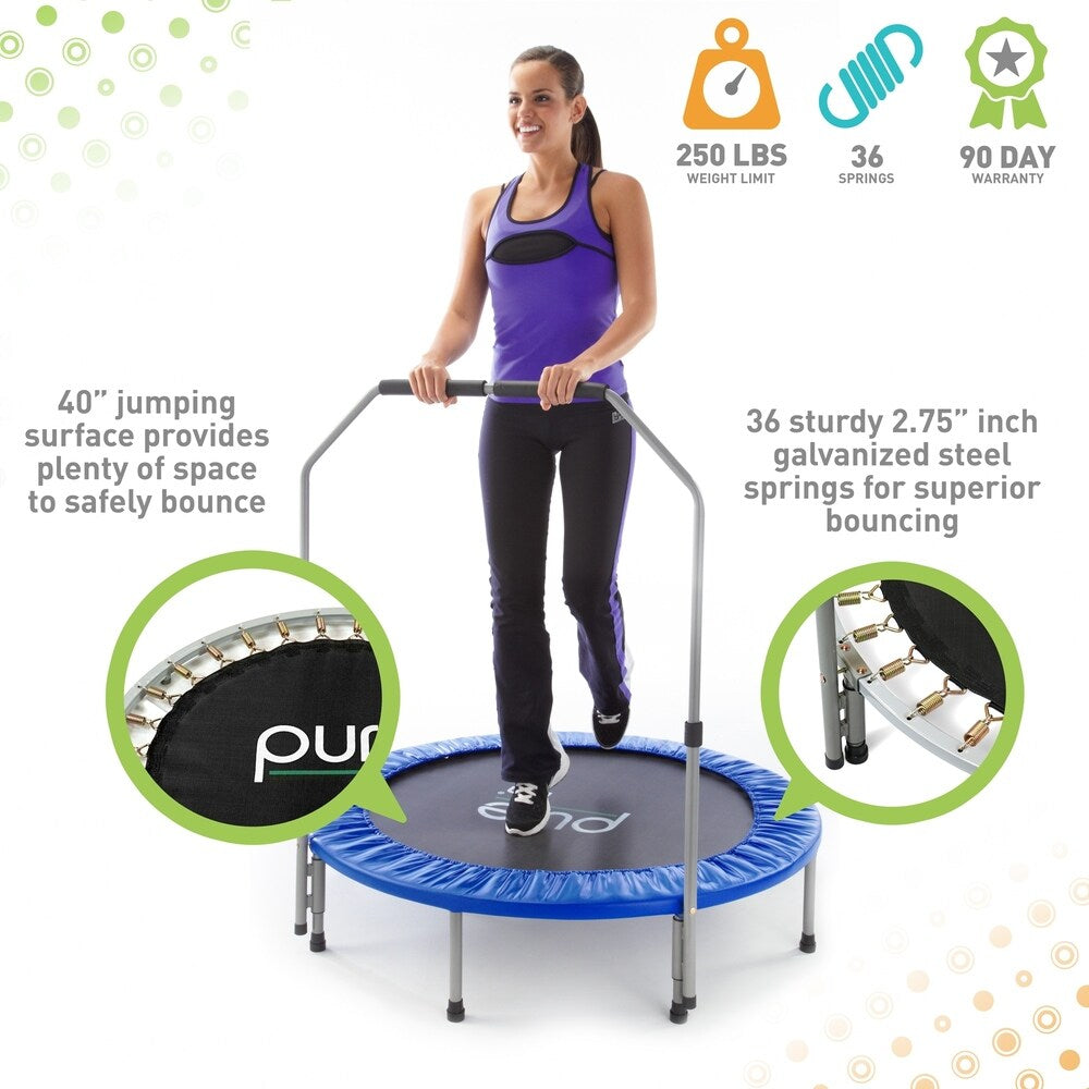 Pure Fun 40-inch Exercise Trampoline with Handrail