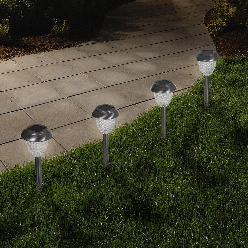 Pure Garden Glass Honeycomb Solar LED Pathway Lights Set of 12 - Silver
